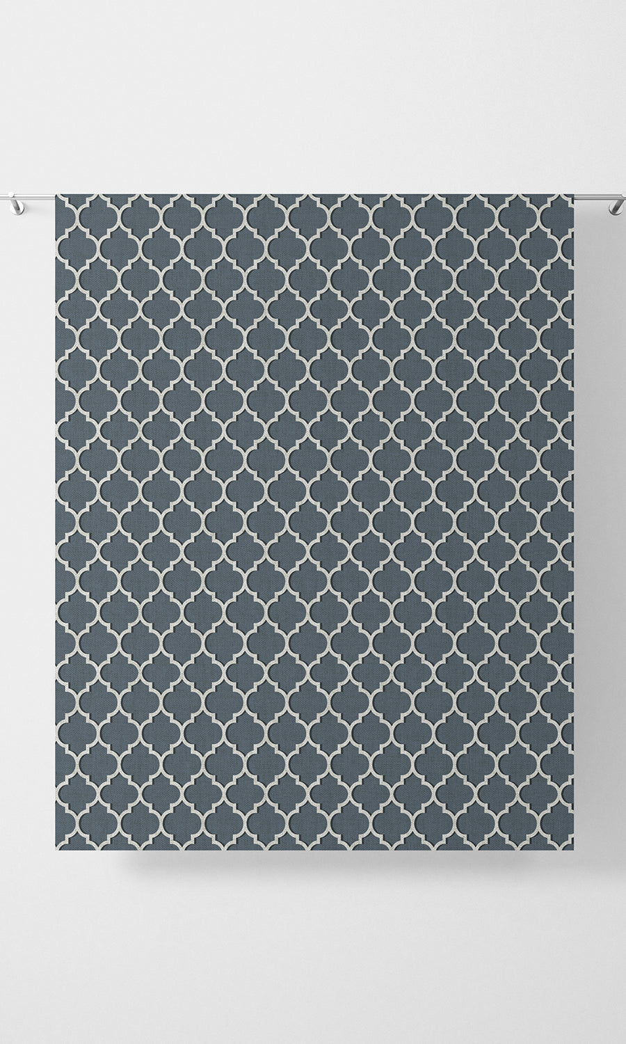 Trellis Tile Print Home Textile Fabric Material Sample (Petrol Blue/ White)