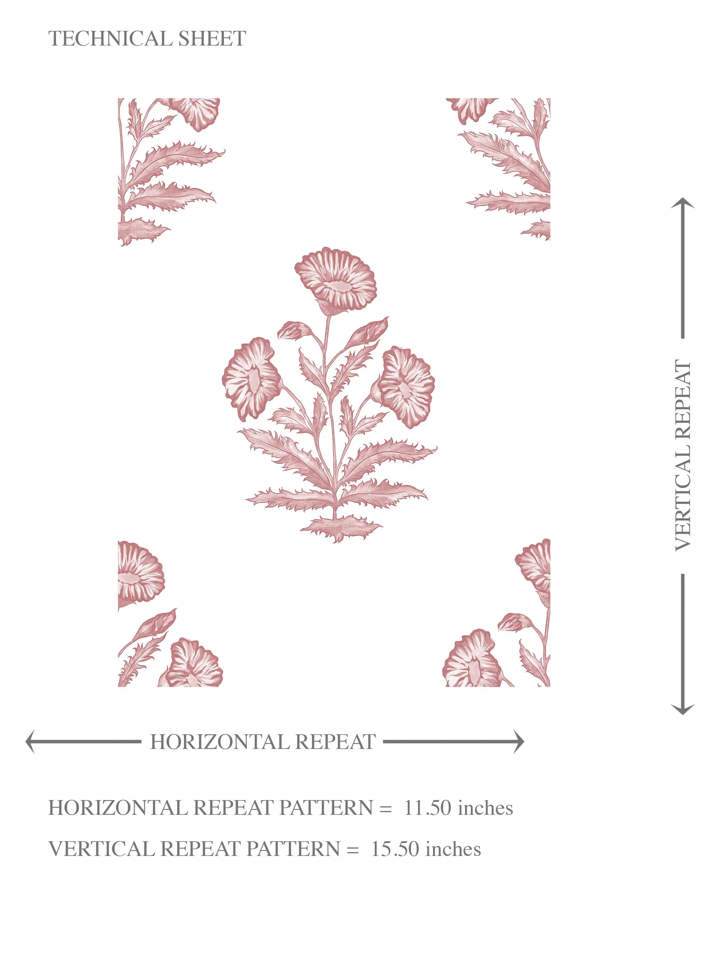 Floral Block Print Kids Room Wallpaper (Soft Pink/ White)
