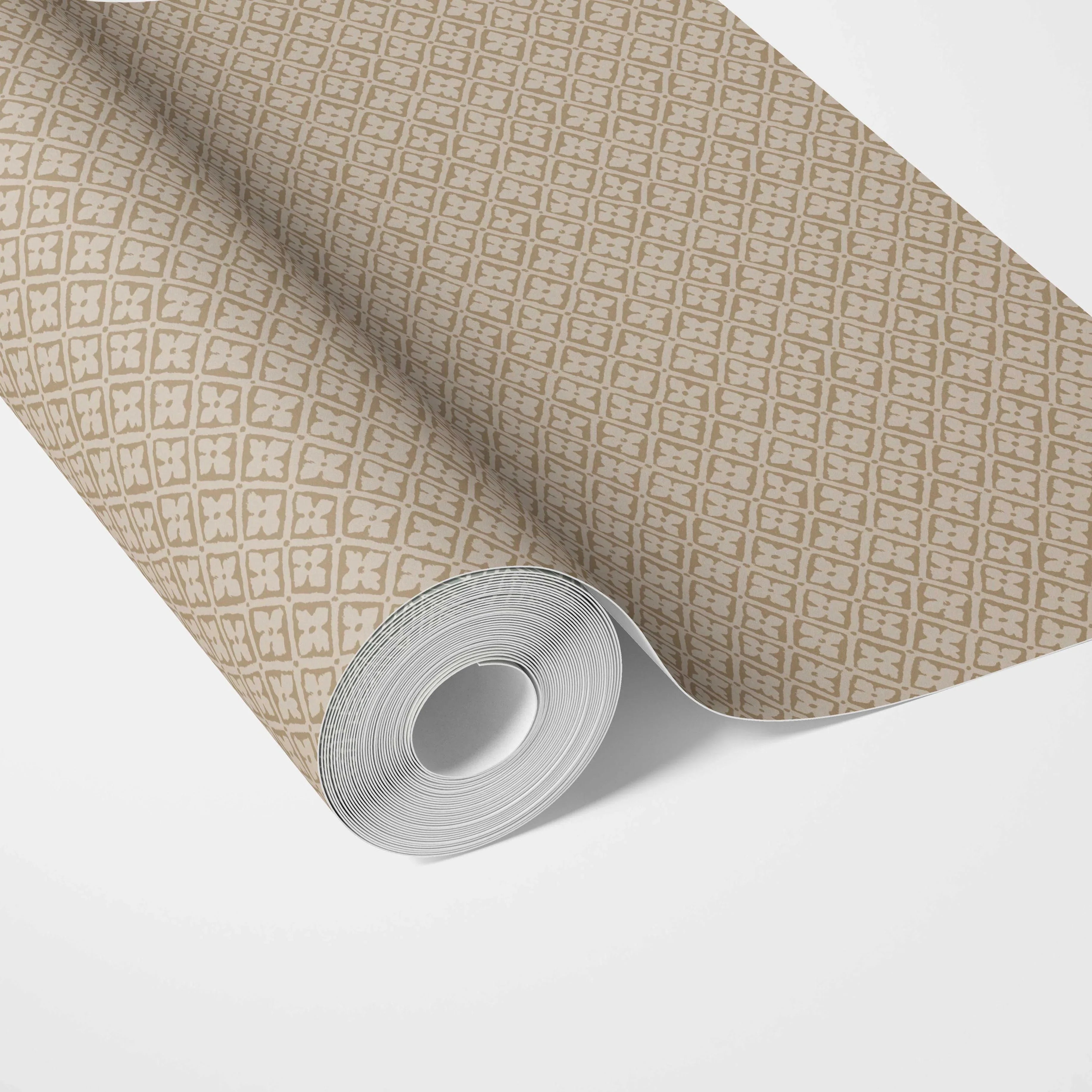 Neutral Small Floral Lattice/ Geometric Micro-Print Kitchen Wallpaper (Beige/ Brown/ Taupe)