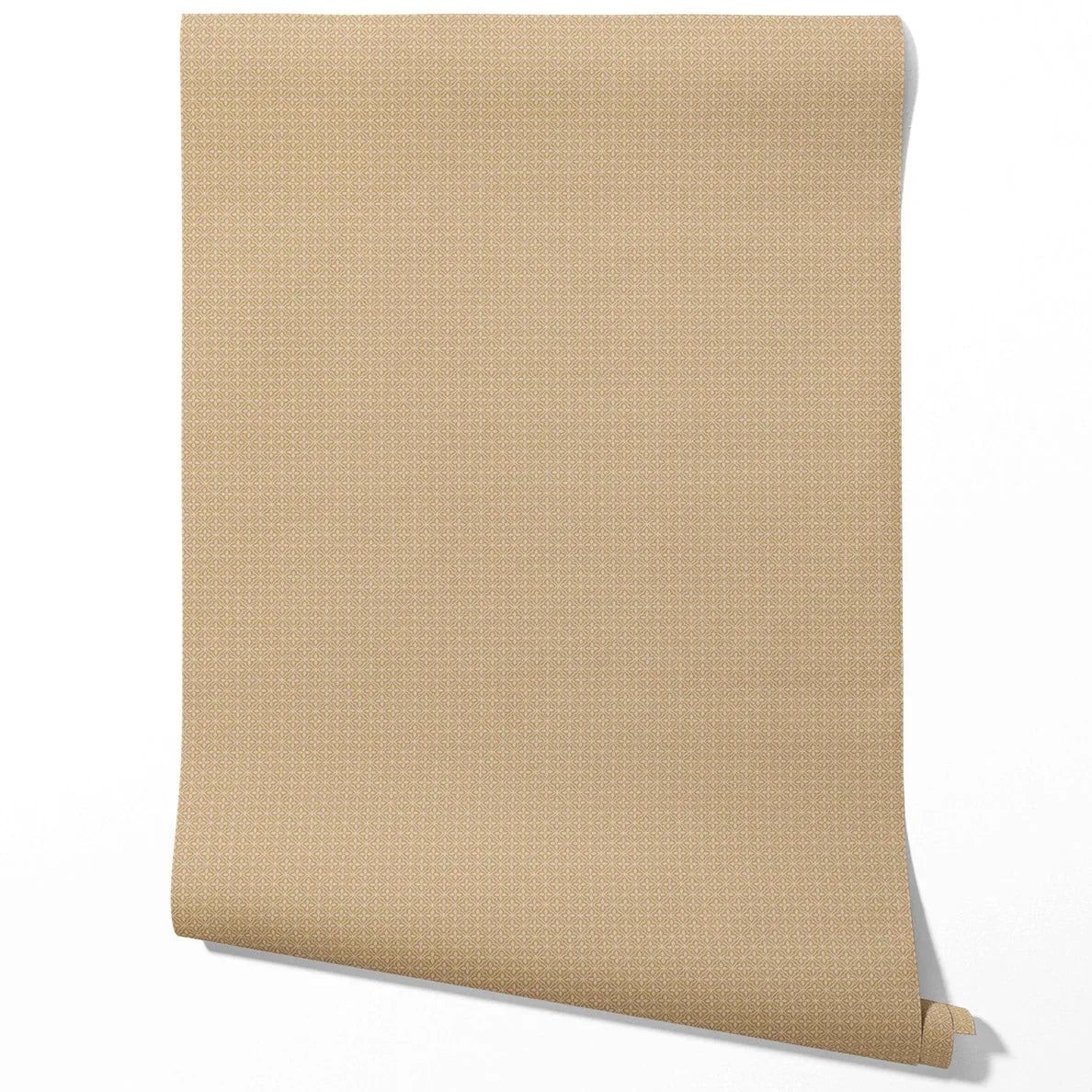 Neutral Small Floral Lattice/ Geometric Micro-Print Bathroom Wallpaper Sample (Wheat Beige/ Tan Brown)