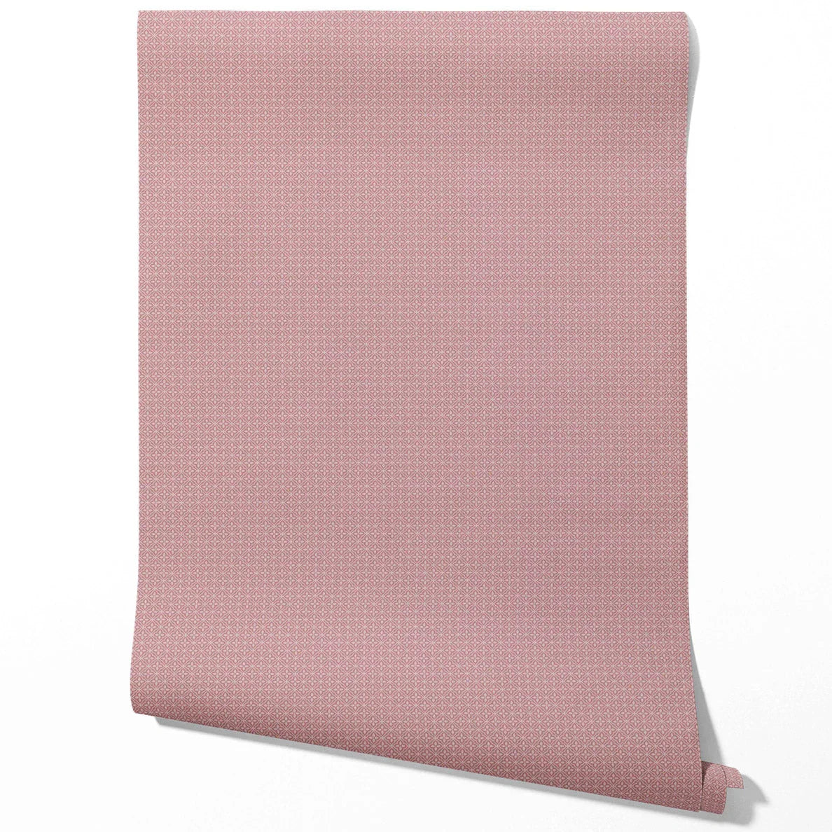 Small Floral Lattice/ Geometric Textured Bathroom Wallpaper (Muted Pink)