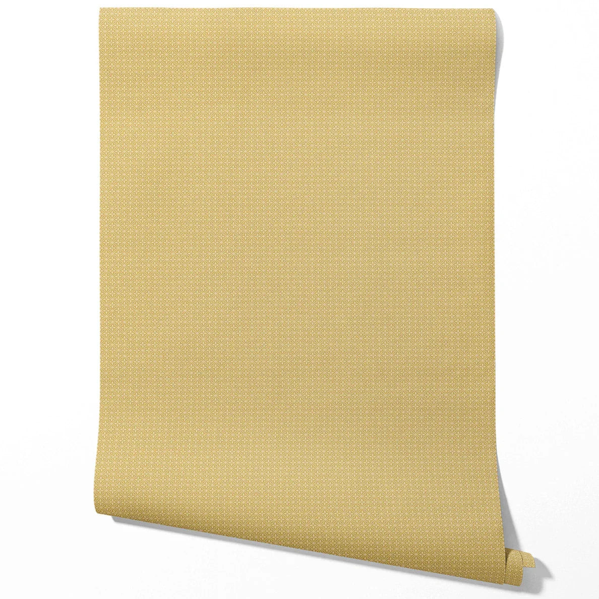 Small Floral Lattice/ Geometric Textured Bathroom Wallpaper (Yellow)