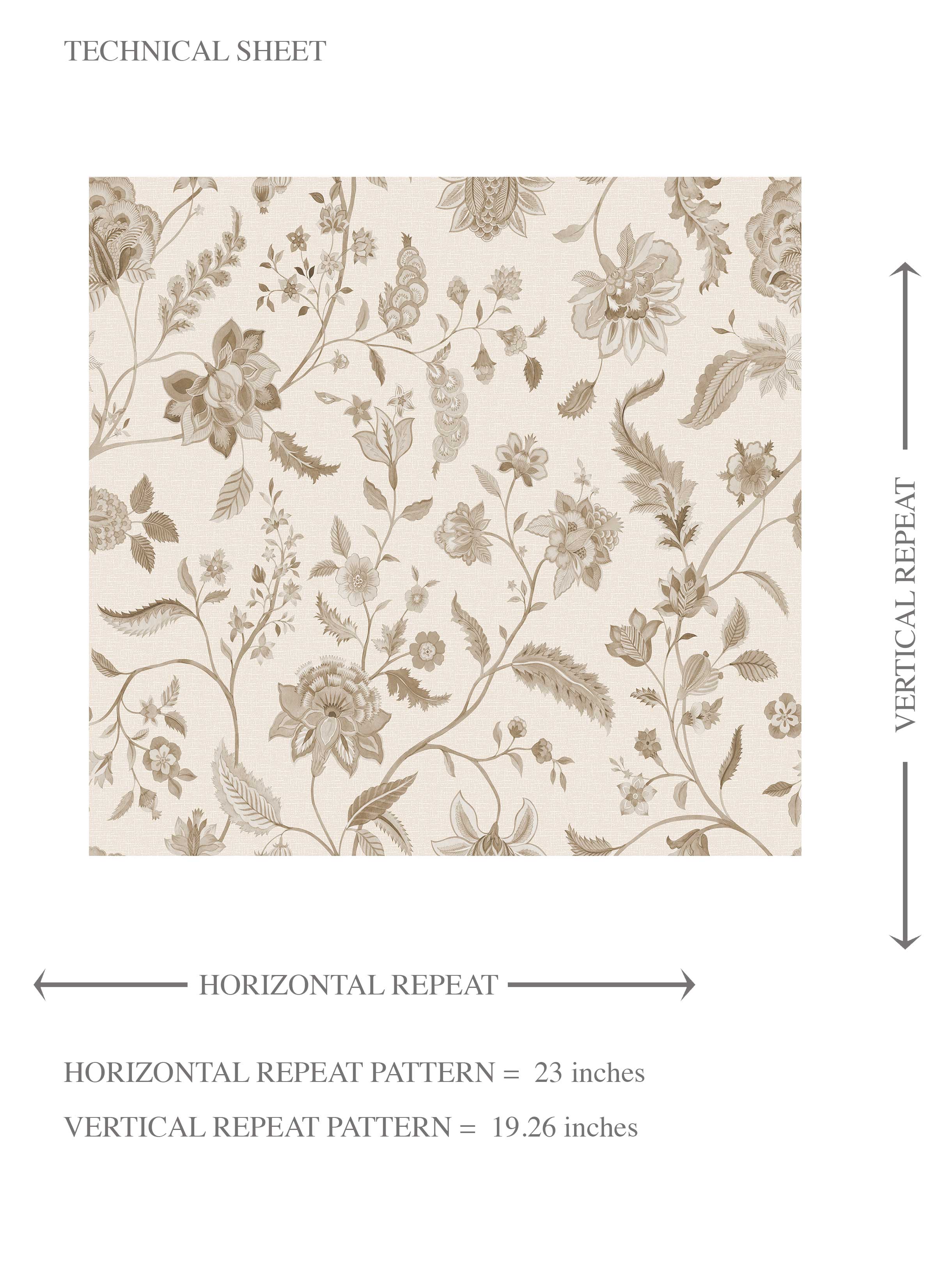 Neutral Floral/ Botanical Patterned Kids Room Wallpaper Sample (Beige/ Brown/ Soft Taupe)
