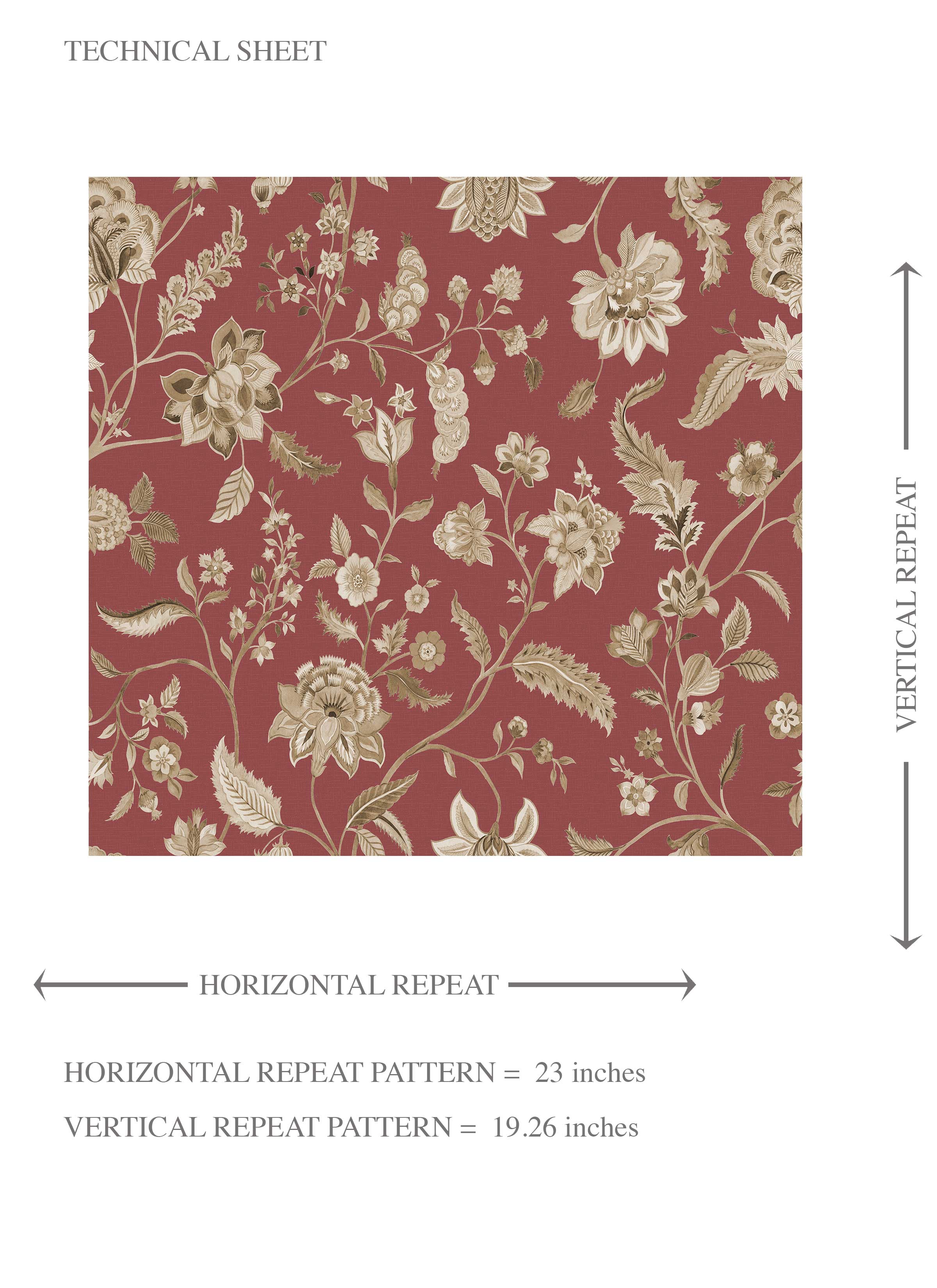 Floral/ Botanical Patterned Kids Room Wallpaper Sample (Red/ Maroon/ Beige)