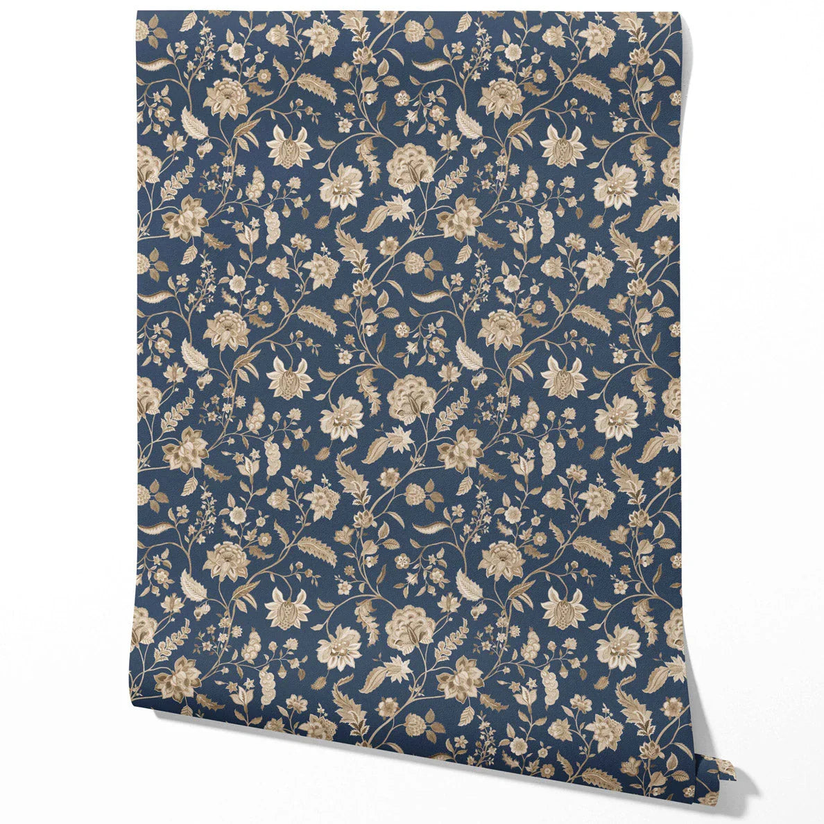 Floral/ Botanical Patterned Kids Room Wallpaper (Navy Blue/ Beige)