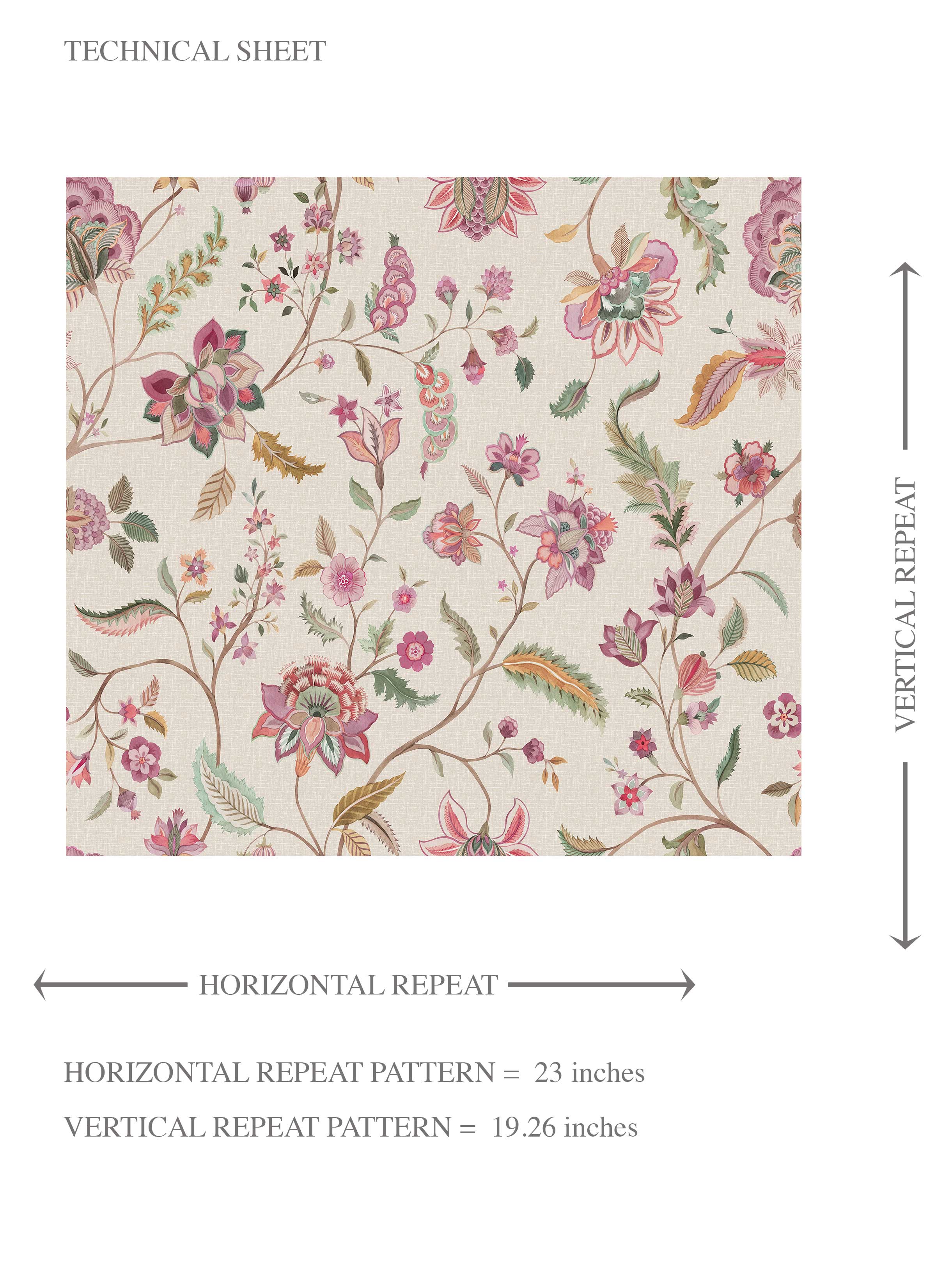Floral/ Botanical Patterned Kids Room Wallpaper Sample (Pink/ Green/ Blue/ Taupe)