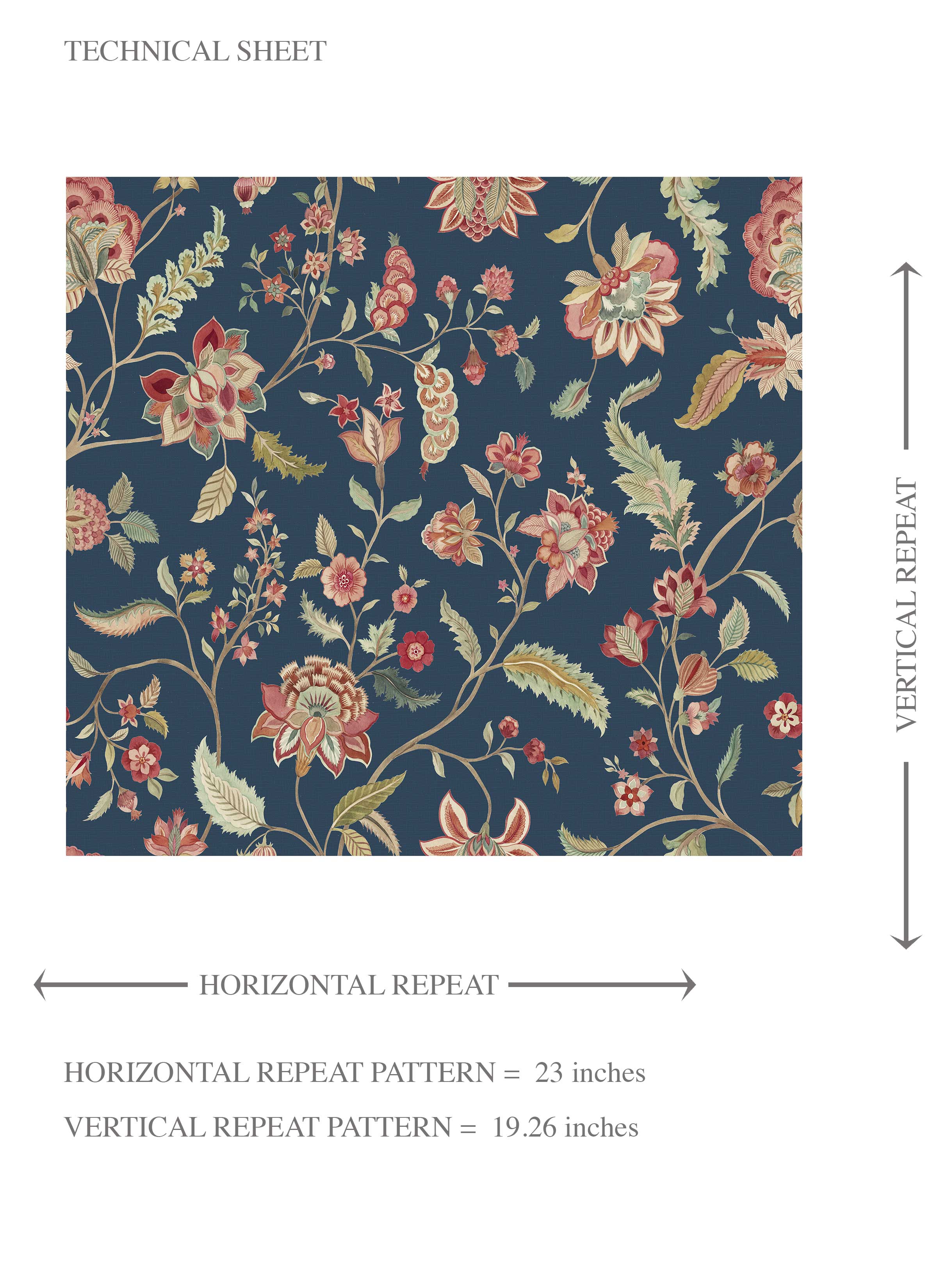 Floral/ Botanical Patterned Kids Room Wallpaper (Navy Blue/ Red/ Pink/ Green)