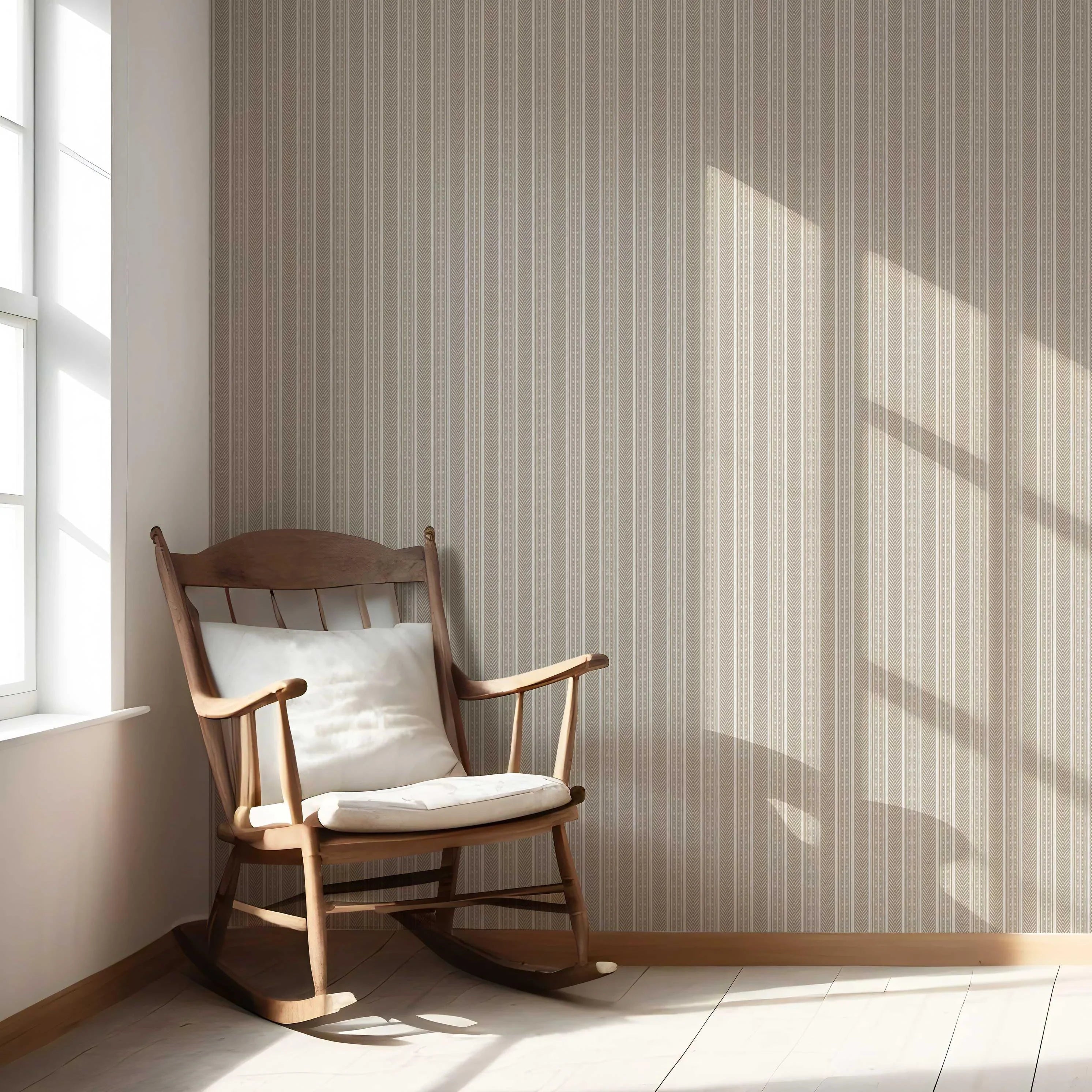 Neutral Geometric Striped Kitchen Wallpaper Sample (Beige/ Brown/ Taupe)