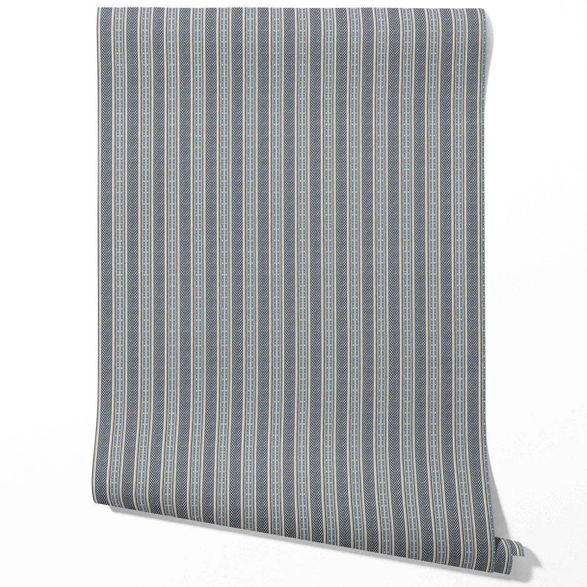 Geometric Striped Traditional Wallpaper (Navy Blue/ Steel Gray)