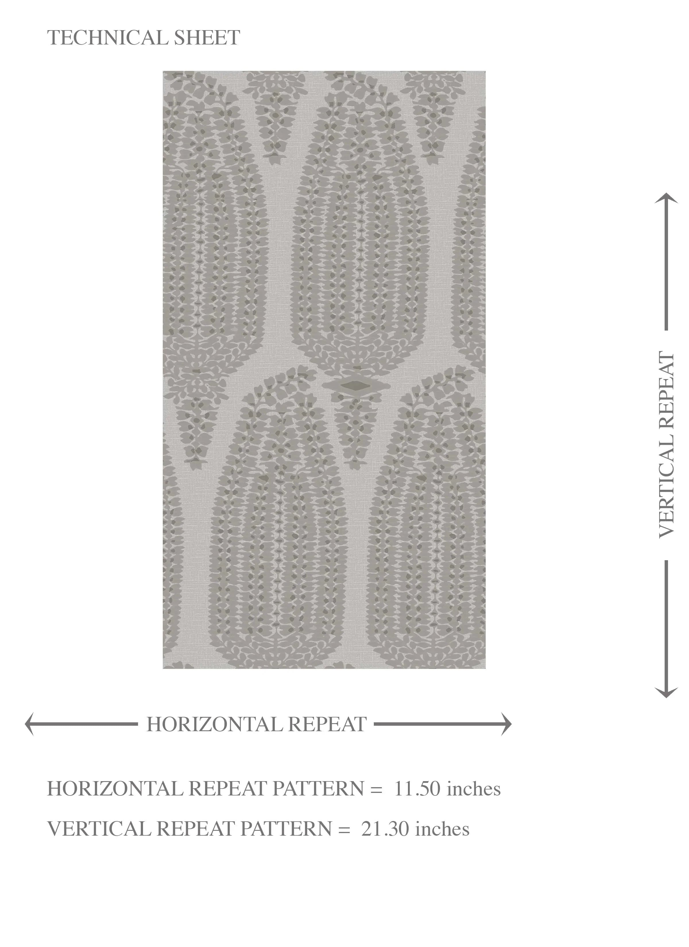 Neutral Paisley Floral Kids Room Wallpaper Sample (Dove Gray/ Pale Silver)