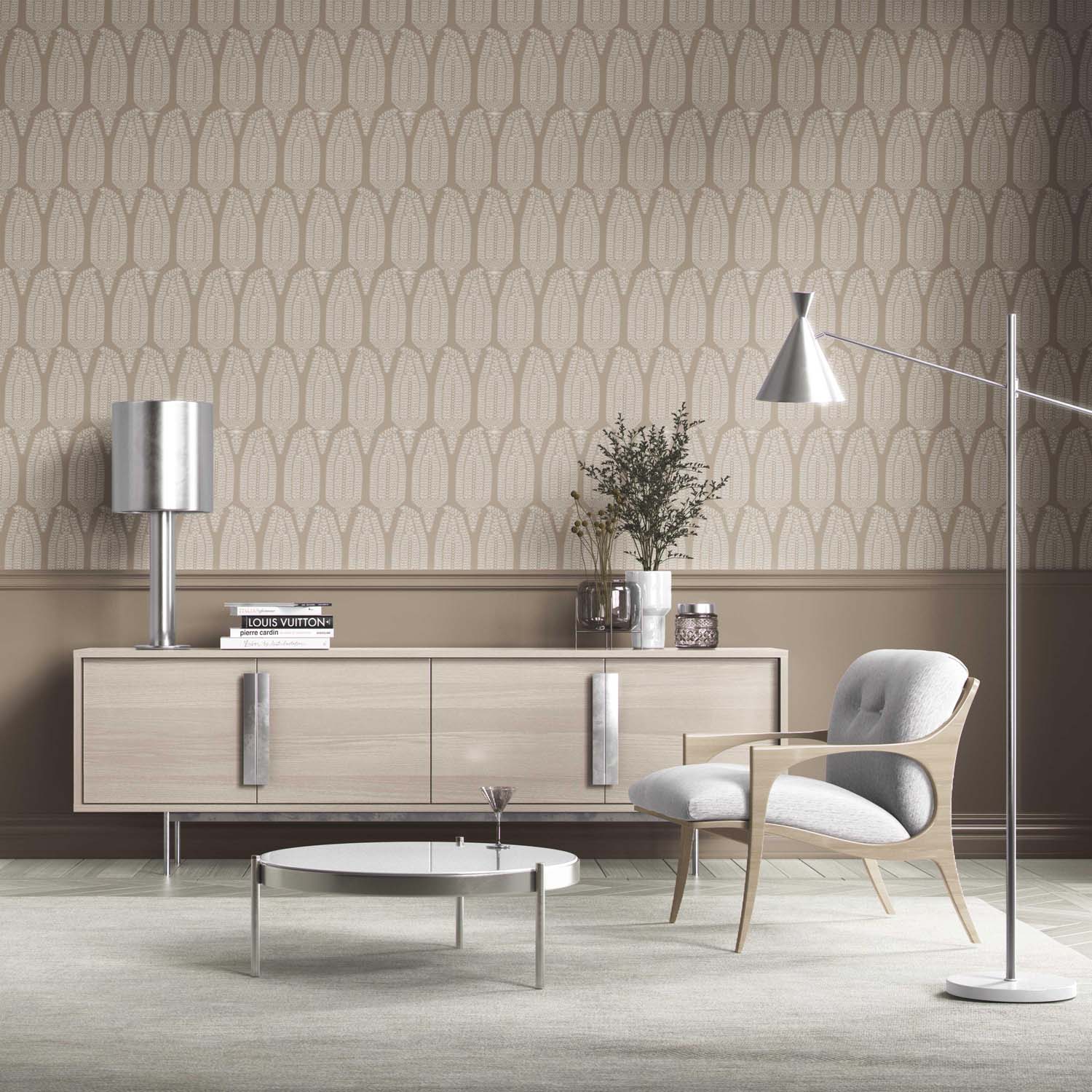 Neutral Paisley Floral Traditional Wallpaper (Beige/ Taupe/ Warm Gray)