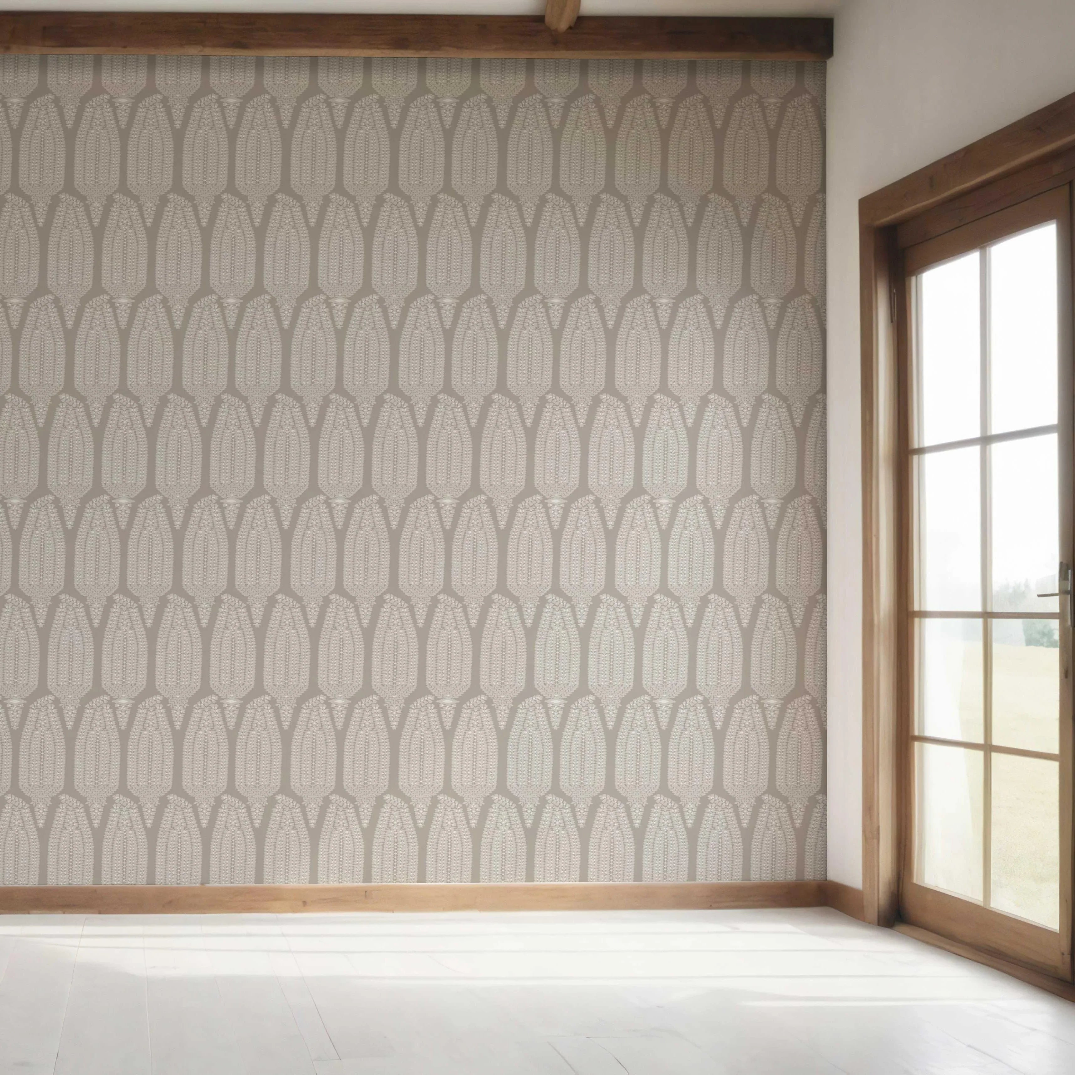 Neutral Paisley Floral Bedroom Wallpaper Sample (Taupe Gray/ Greige)