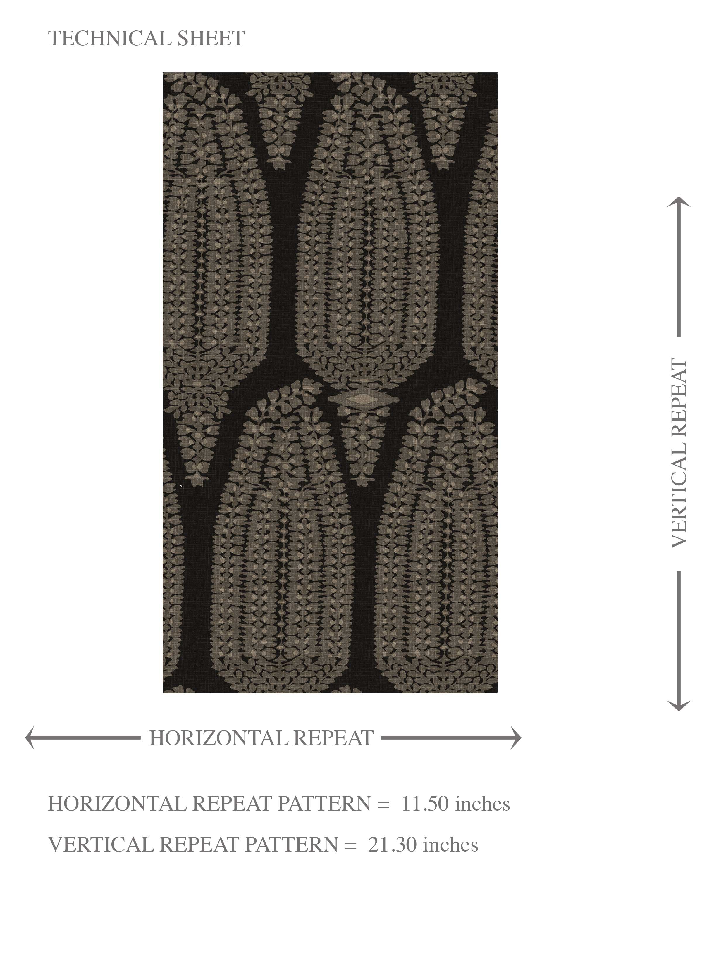 Neutral Paisley Floral Kids Room Wallpaper Sample (Black/ Beige)