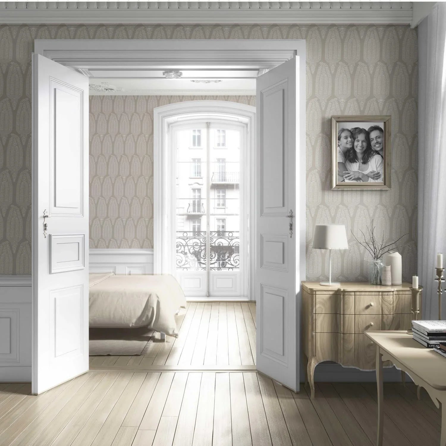 Neutral Paisley Floral Living Room Wallpaper Sample (Light Beige/ Cream/ Taupe)