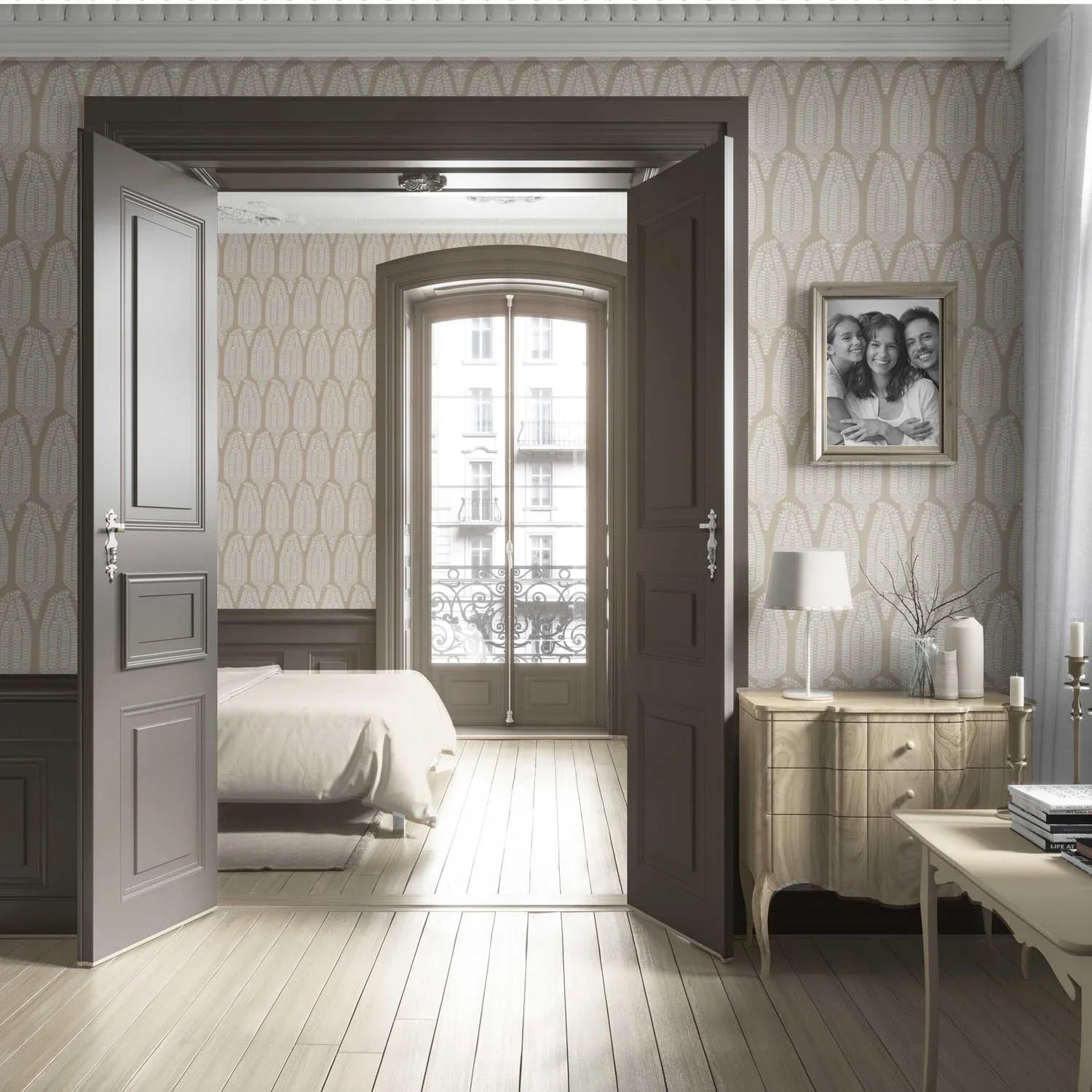 Neutral Paisley Floral Living Room Wallpaper Sample (Light Brown/ Beige)