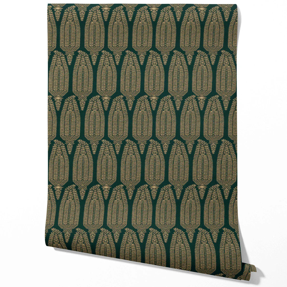 Paisley Floral Kitchen Wallpaper (Emerald Green/ Gold)