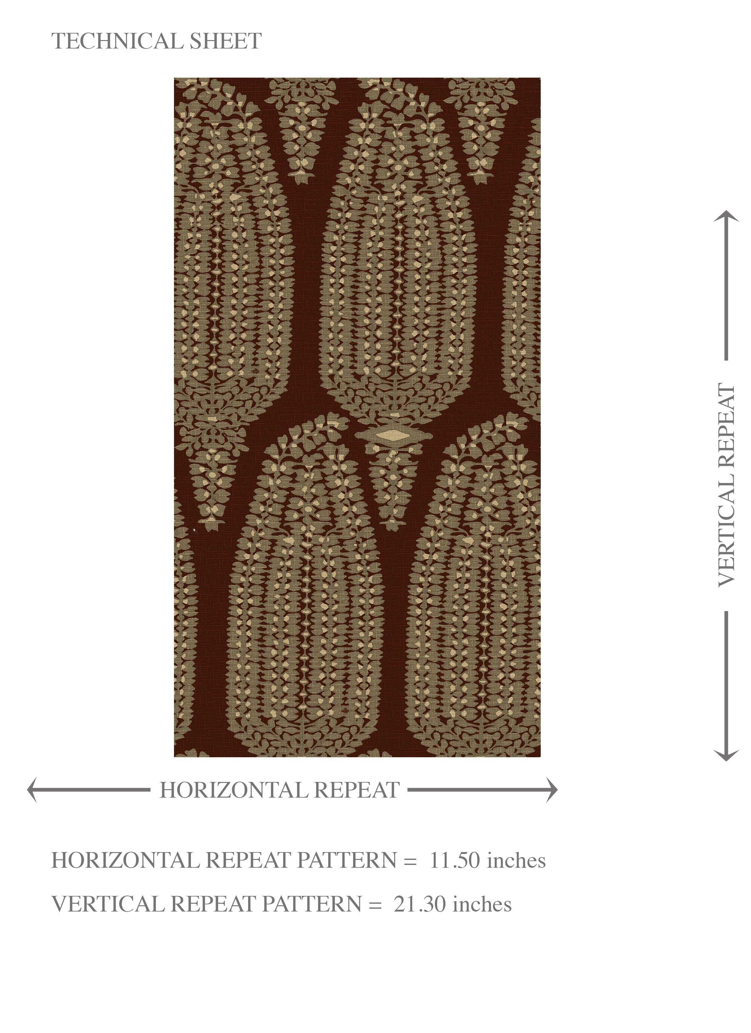 Paisley Floral Kids Room Wallpaper Sample (Deep Brown/ Gold)