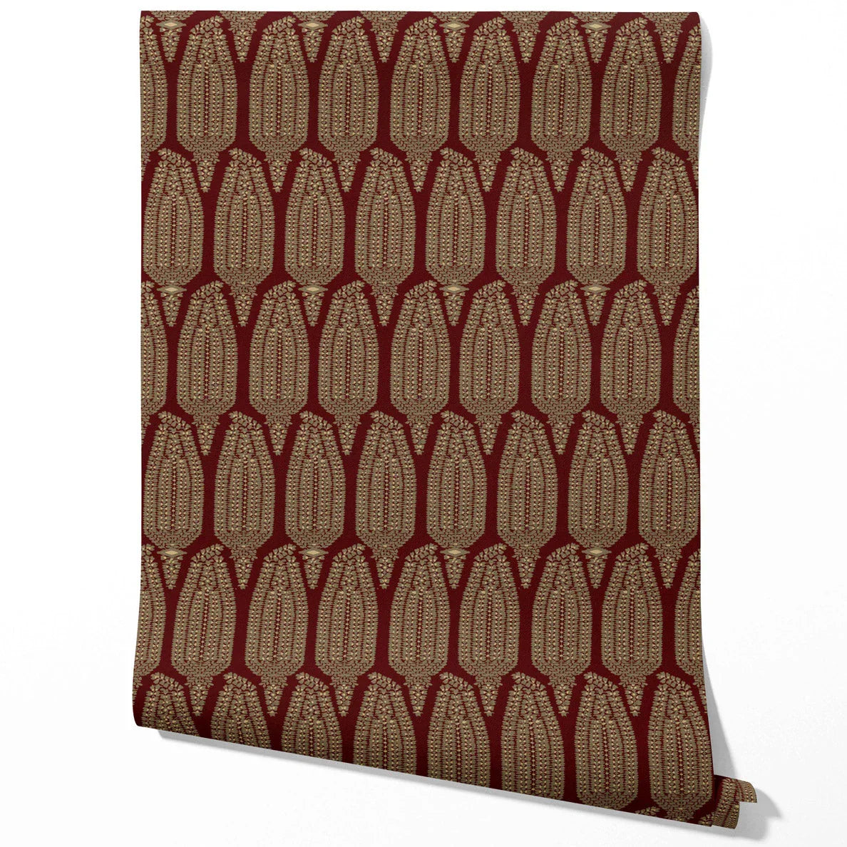 Paisley Floral Kitchen Wallpaper (Red/ Gold)