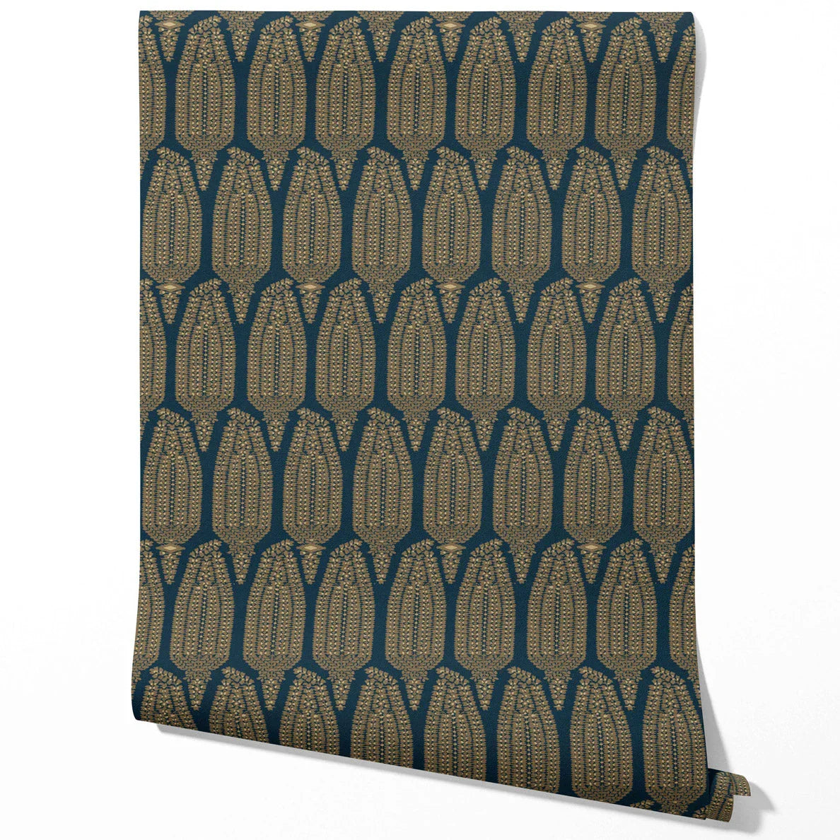 Paisley Floral Kitchen Wallpaper Sample (Teal Blue/ Gold)