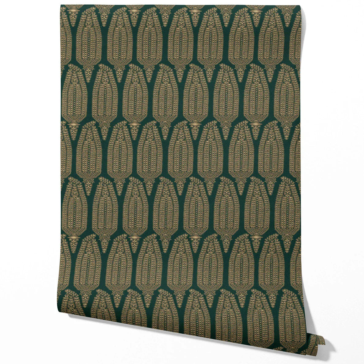 Paisley Floral Kitchen Wallpaper Sample (Green/ Gold)