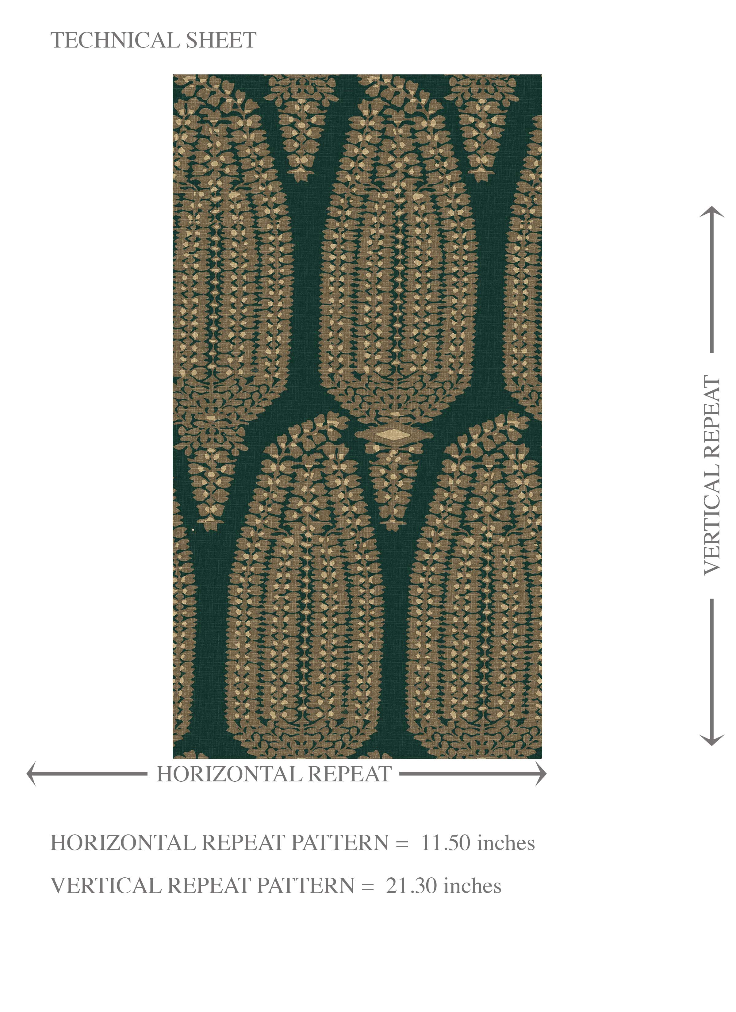 Paisley Floral Kids Room Wallpaper Sample (Green/ Gold)