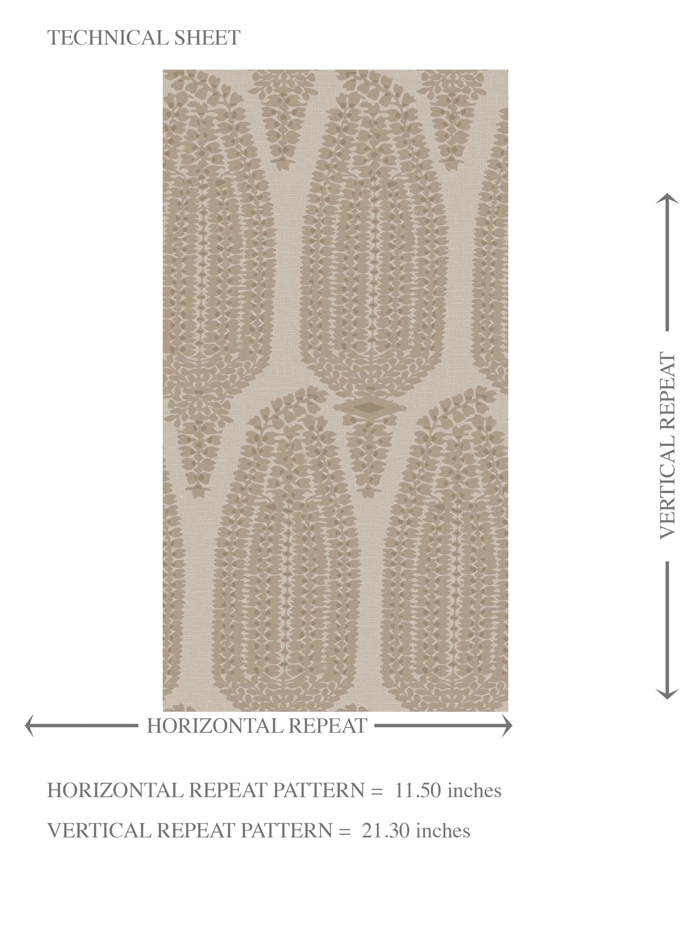 Neutral Paisley Floral Kids Room Wallpaper Sample (Beige/ Warm Gray/ Taupe)
