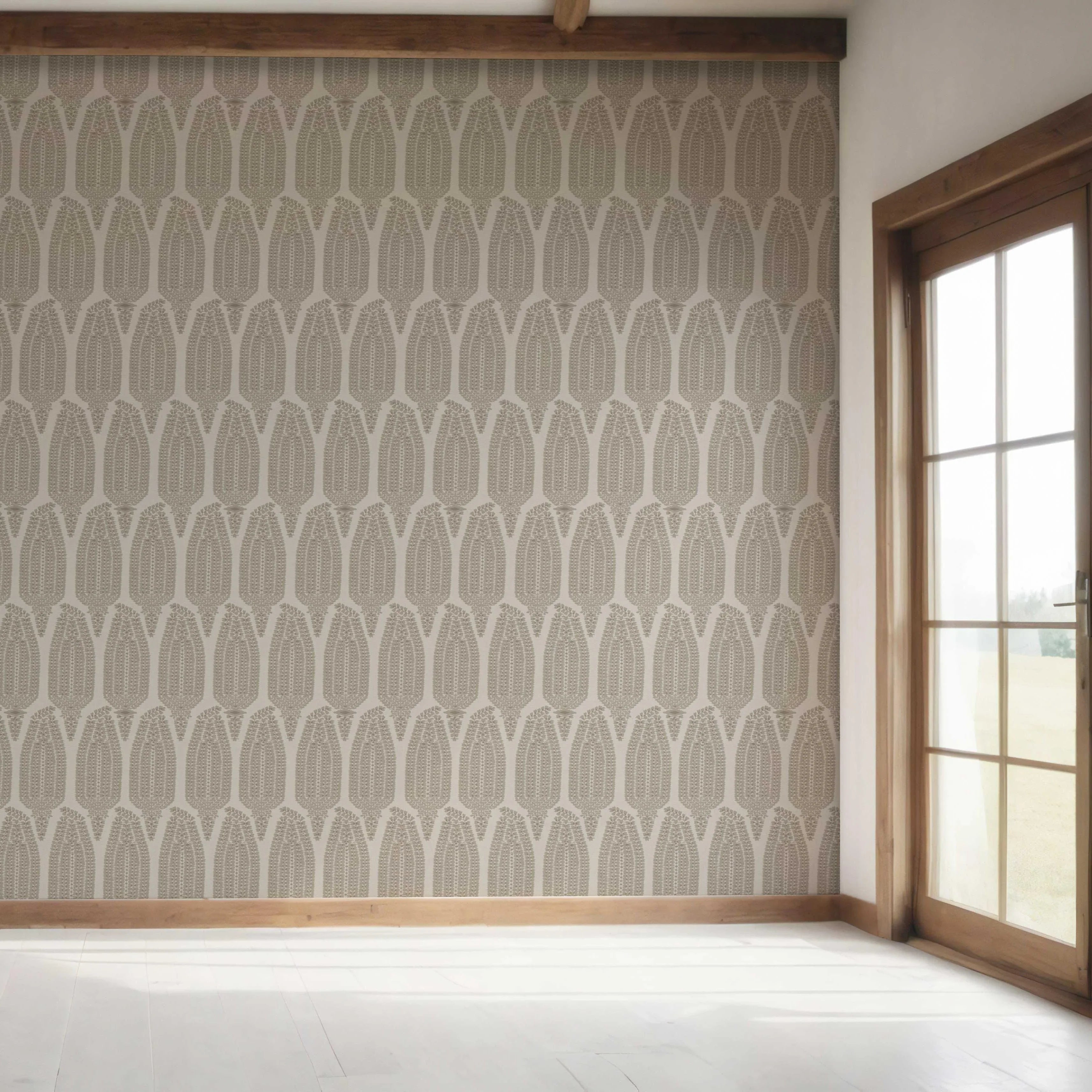 Neutral Paisley Floral Bedroom Wallpaper (Greige/ Taupe/ Warm Gray)