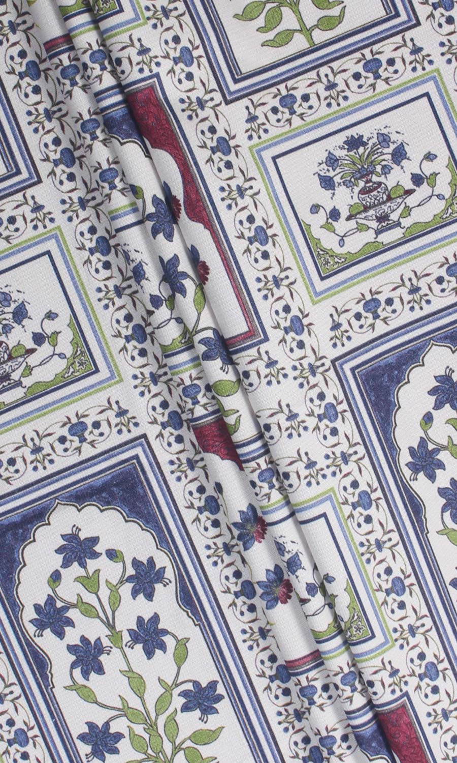 Floral Cotton Fabric Material By the Metre (White/ Blue/ Pink)
