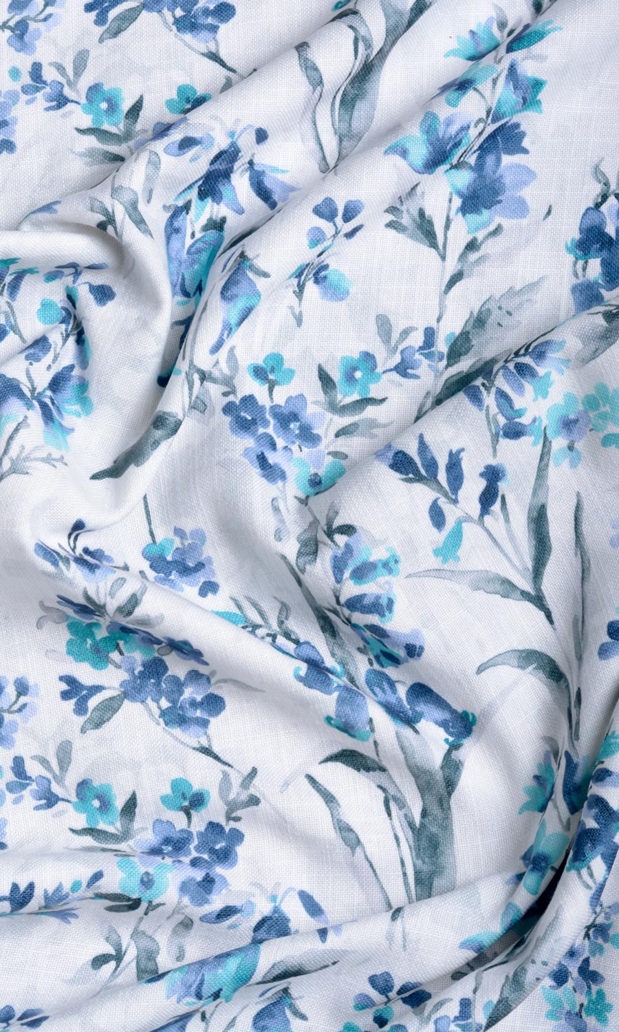 Floral Print Fabric Sample for Curtains & Drapes (Blue/ Grey)