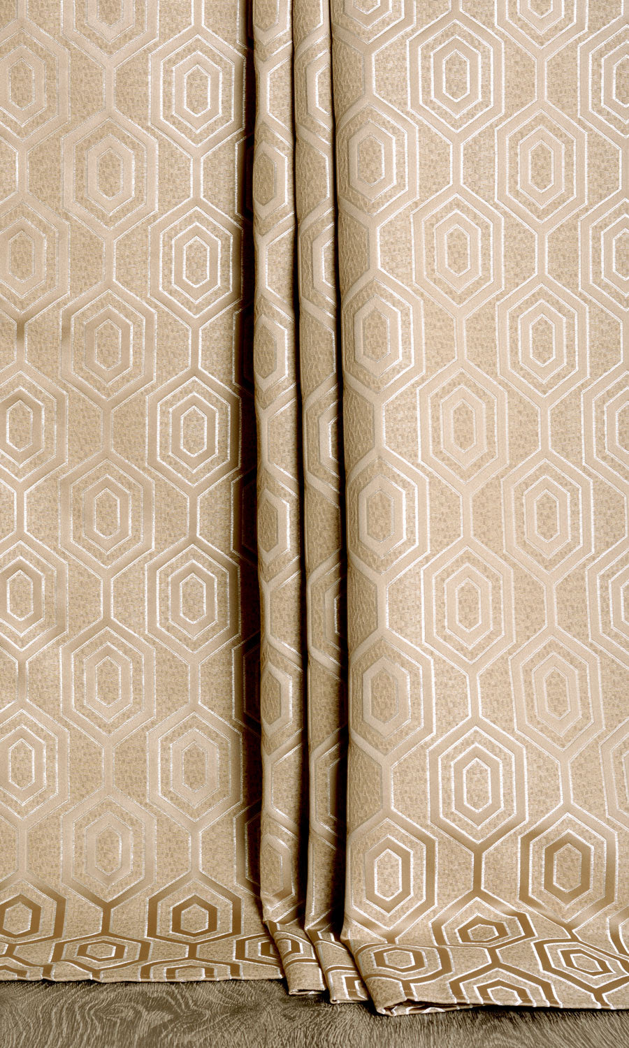 Jacquard Honeycomb Patterned Fabric Material By the Metre (Beige)