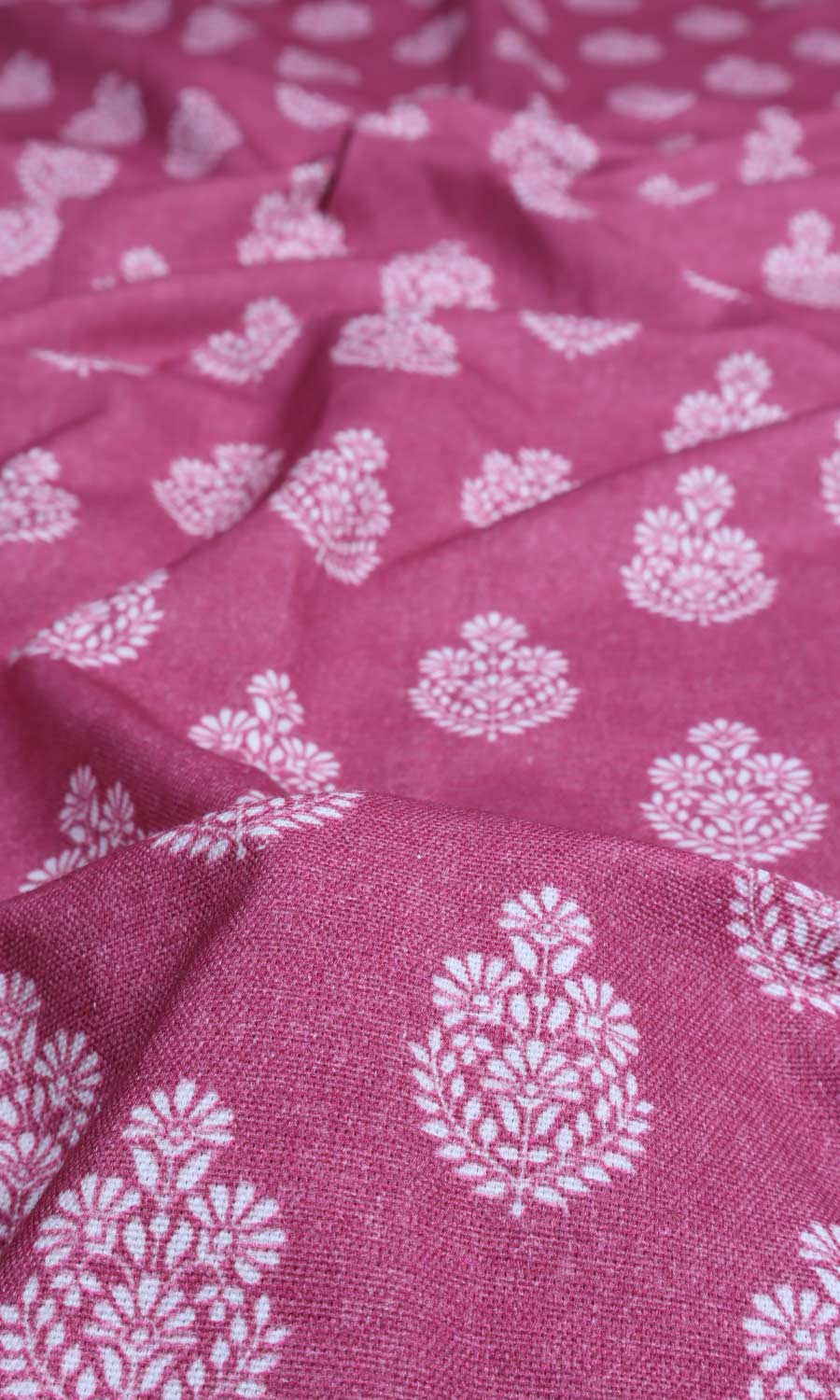 Floral Cotton Free Fabric Material Sample (Magenta Pink)