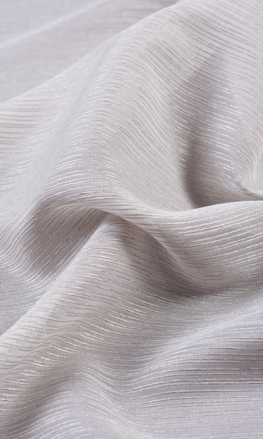 Striped Semi-Sheer Window Treatments Fabric By the Metre (Silver Grey)