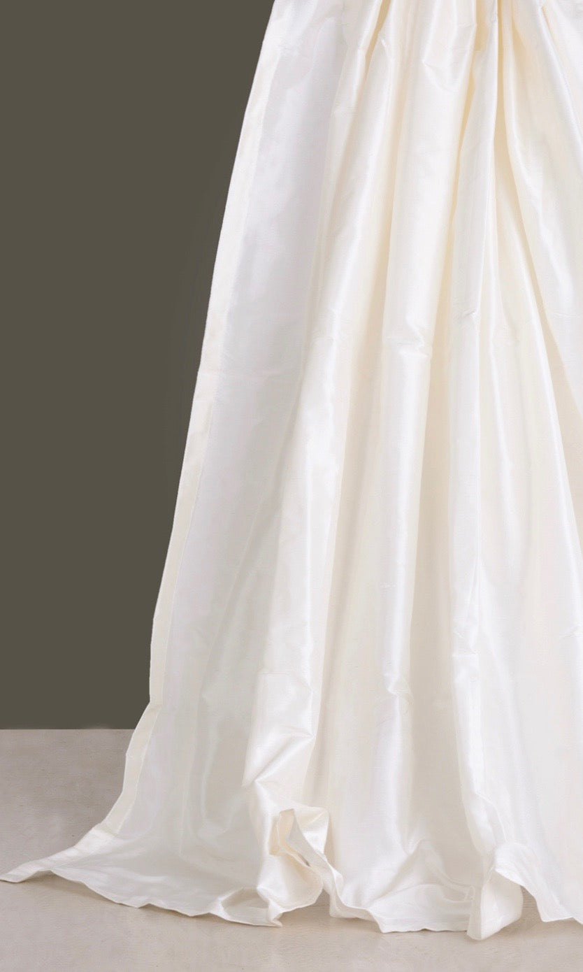 Shantung Silk Window Treatments Fabric Sample (White/ Ivory)
