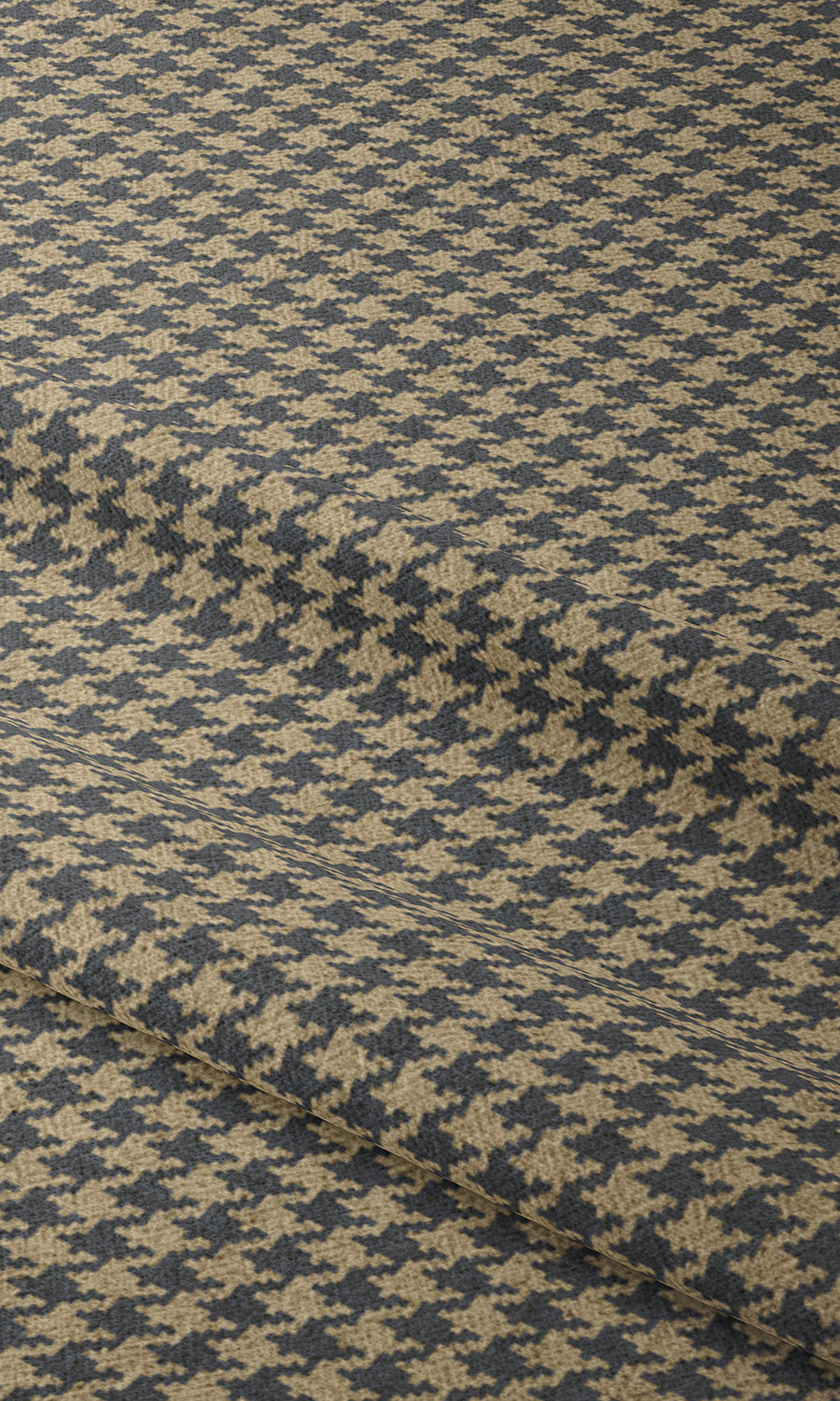 Houndstooth Home Textile Fabric Material Sample (Navy Blue/ Beige)