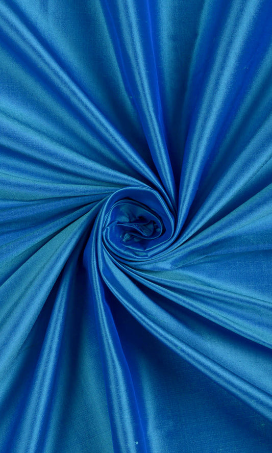 Shantung Silk Curtain Panels (Azure Blue)