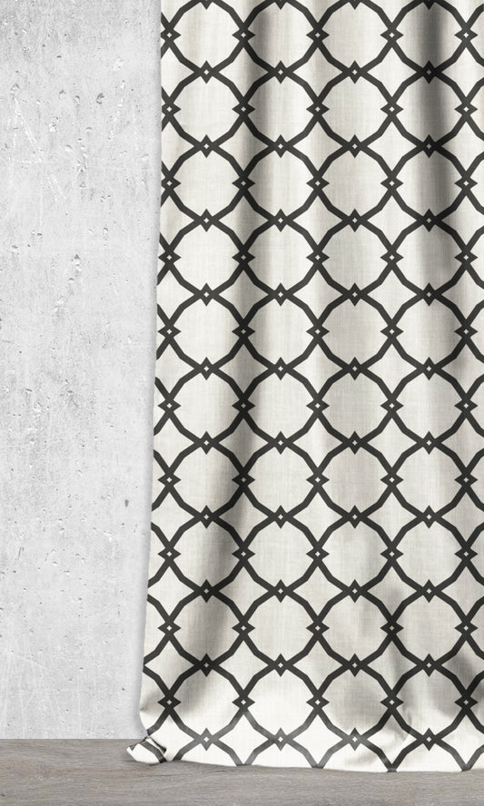 Print Home Décor Fabric Sample (Black/ Ivory)