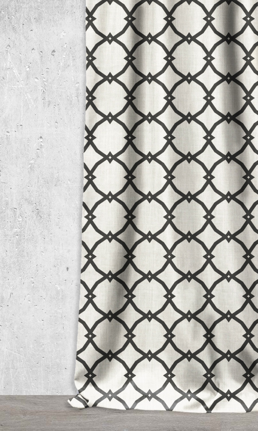 Print Home Décor Fabric Sample (Black/ Ivory)