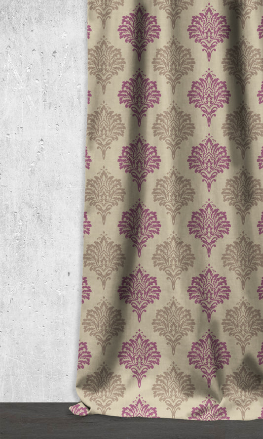 Damask Patterned Home Décor Fabric By the Yard (Lilac/ Grey)