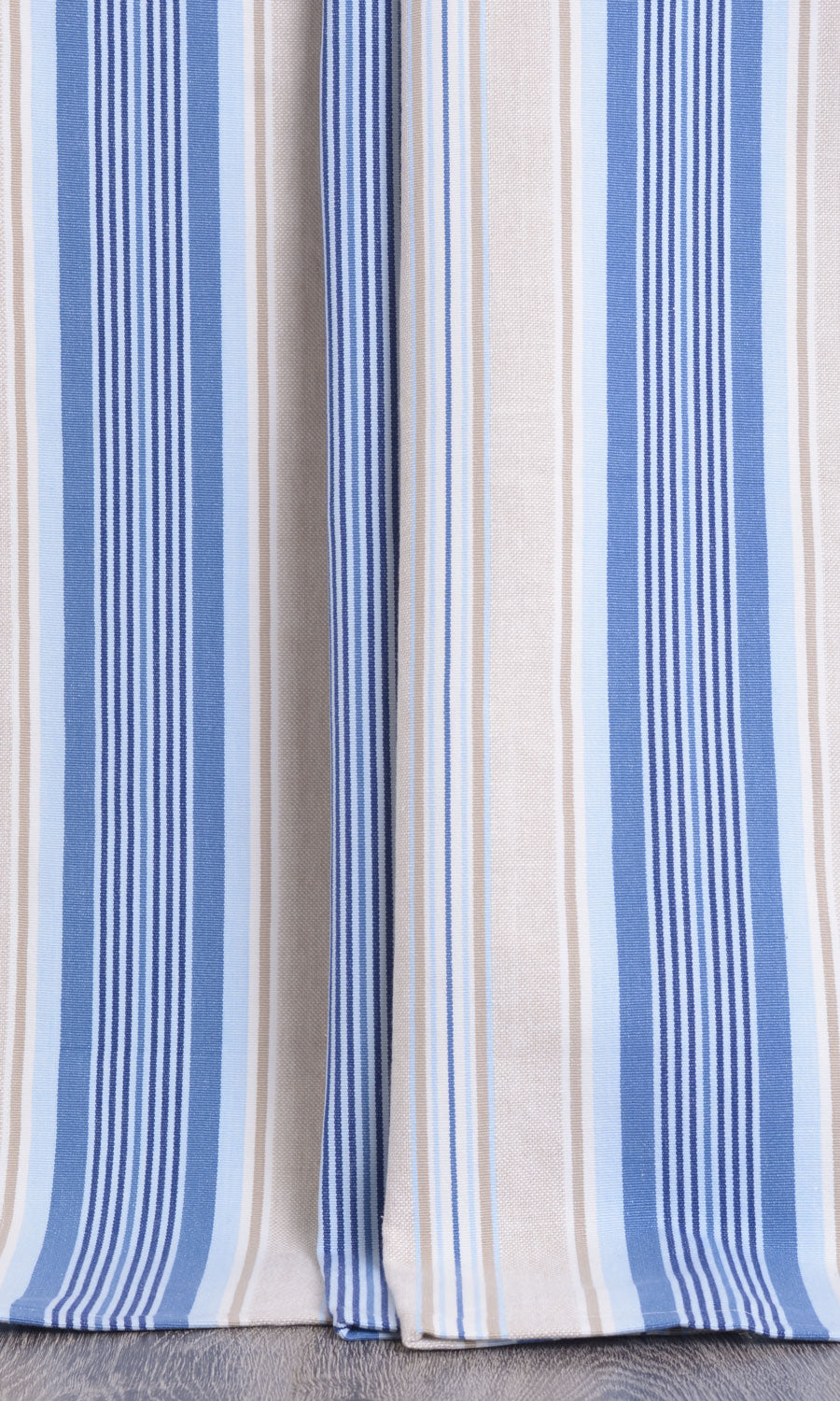 Barcode Striped Pattern  Window Treatments Fabric Sample (Blue/ Beige)