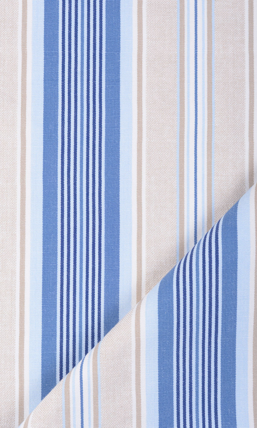 Barcode Striped Pattern  Fabric Material By the Metre (Blue/ Beige)