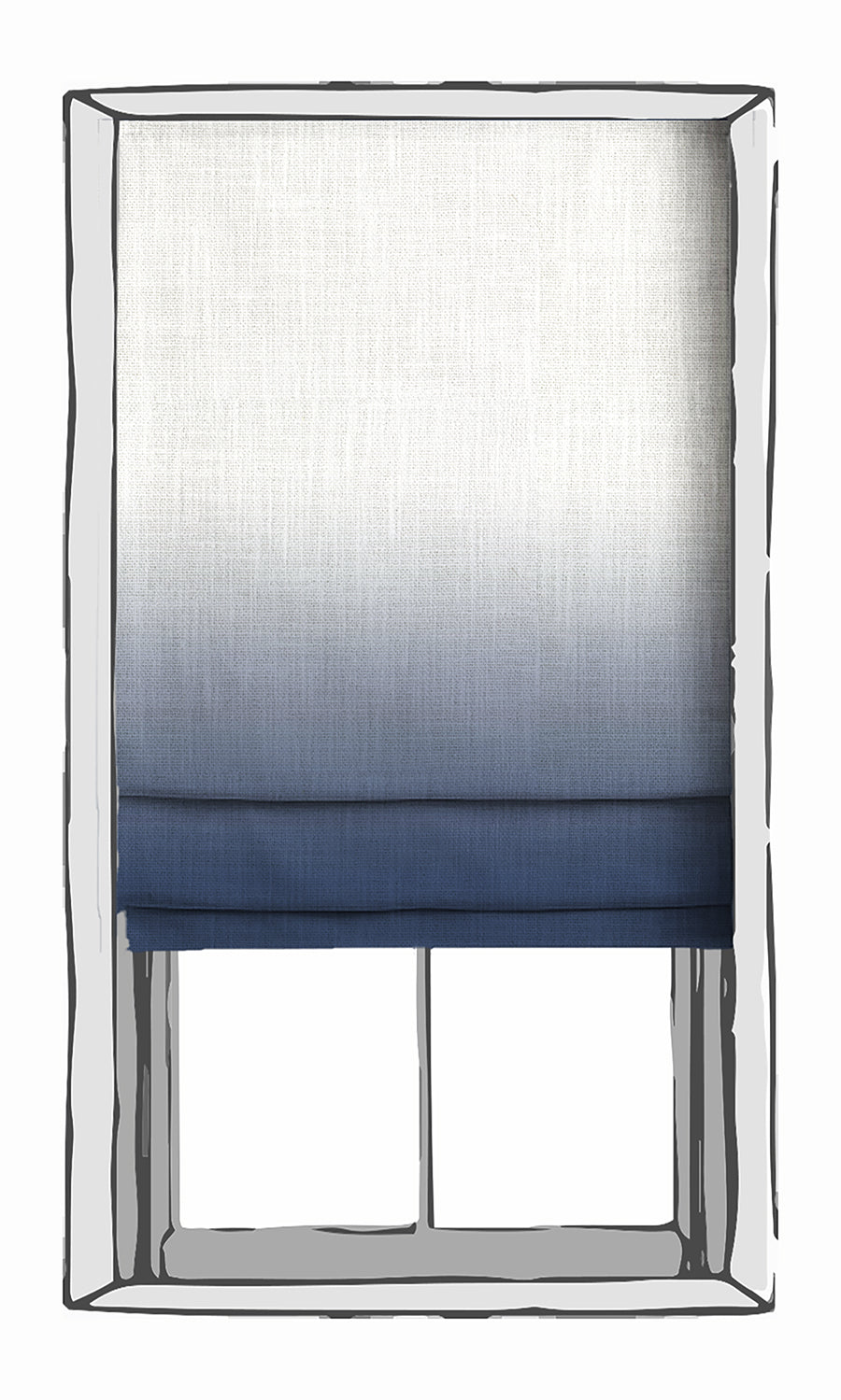 2-Tone Ombre Window Treatments Fabric By the Metre (Navy Blue)