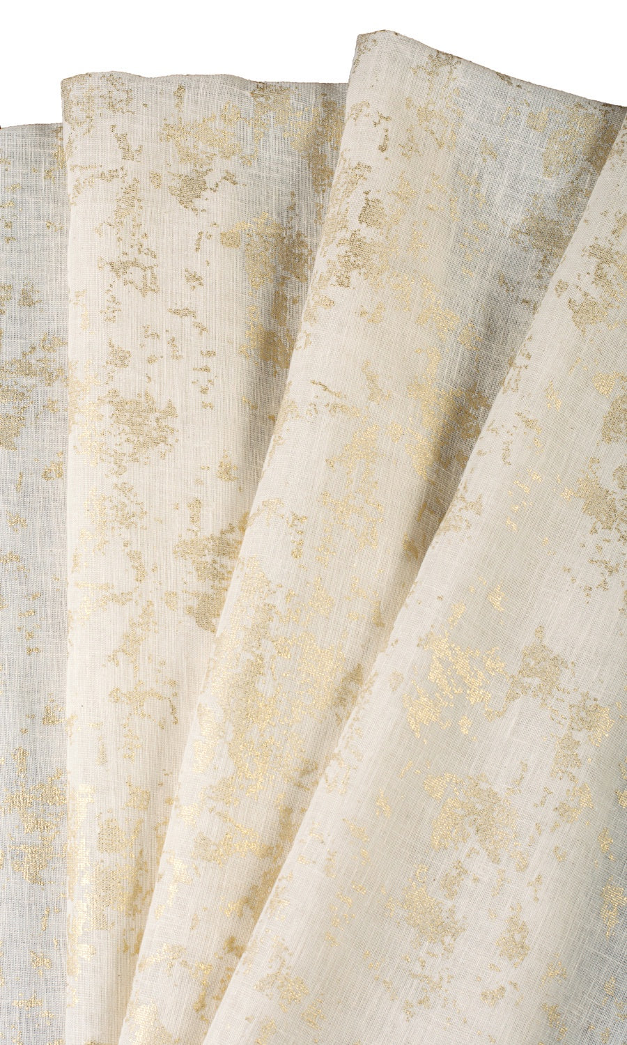 Metallic Print Semi-Sheer Free Fabric Material Sample (White/ Golden)