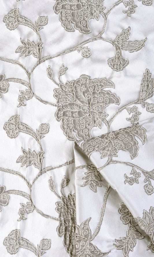 Floral Curtain Panels (White/ Black)