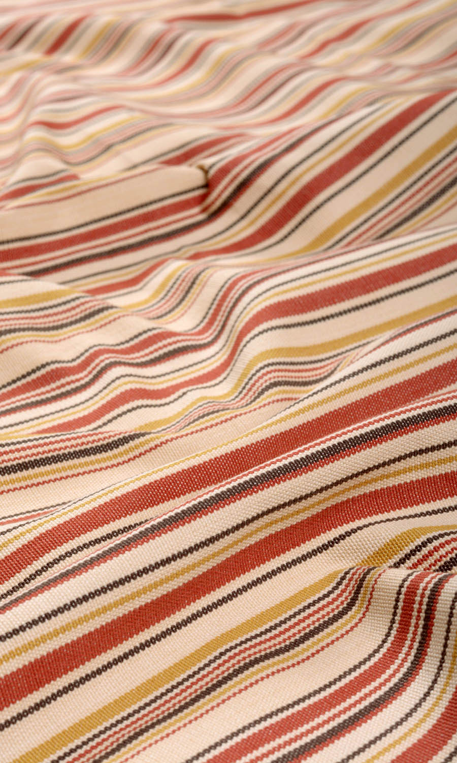 Striped Cotton Fabric By the Metre for Curtains & Drapes (Beige/ Coral Red)