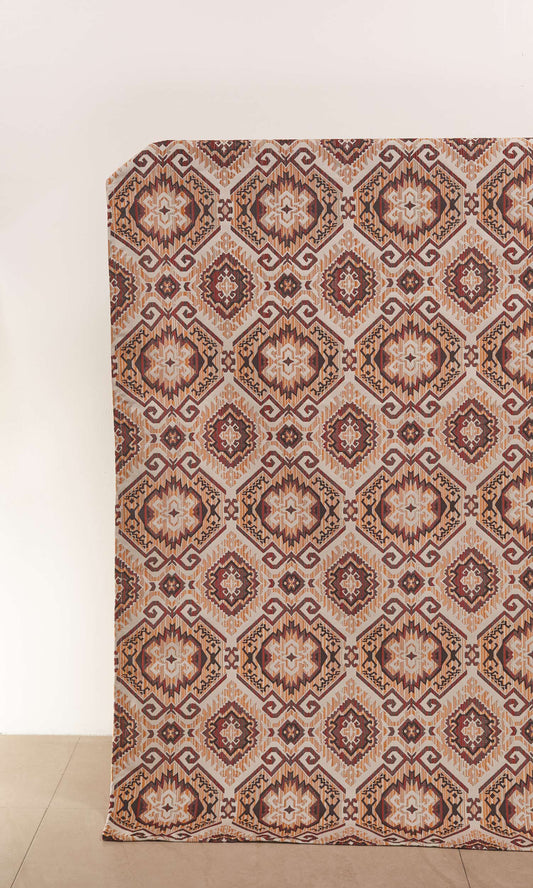Aztec Print Curtains (Burnt Brown/ Red/ Yellow)
