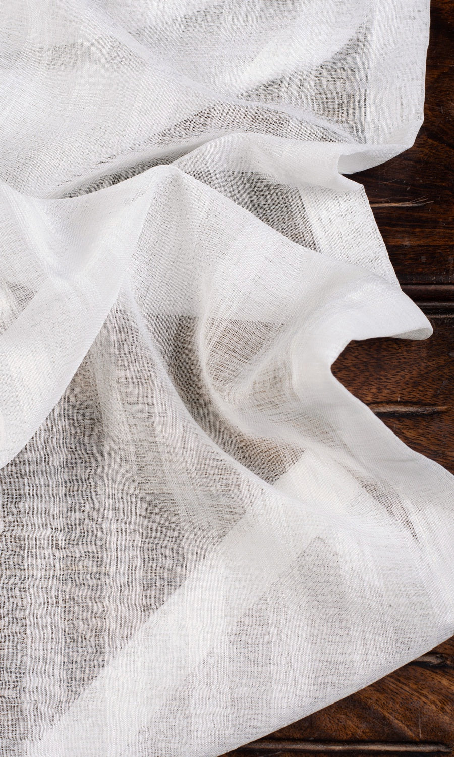 Textured Striped Sheer Fabric Sample for Curtains & Drapes (White)