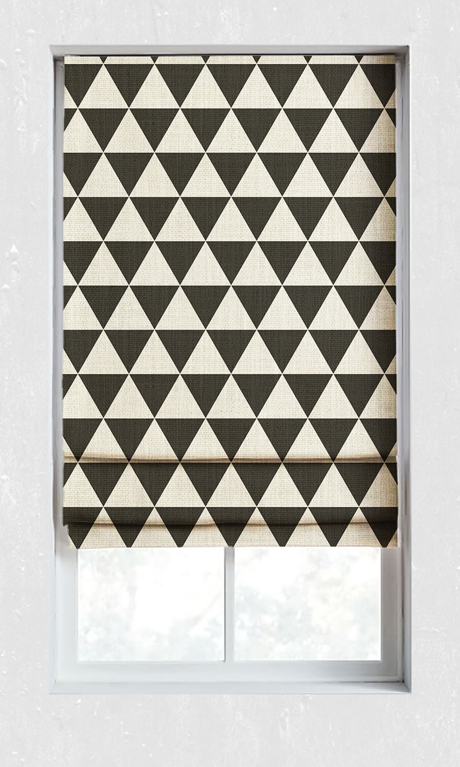 Geometrical Printed Window Treatments Fabric Sample (Black/ Ivory)
