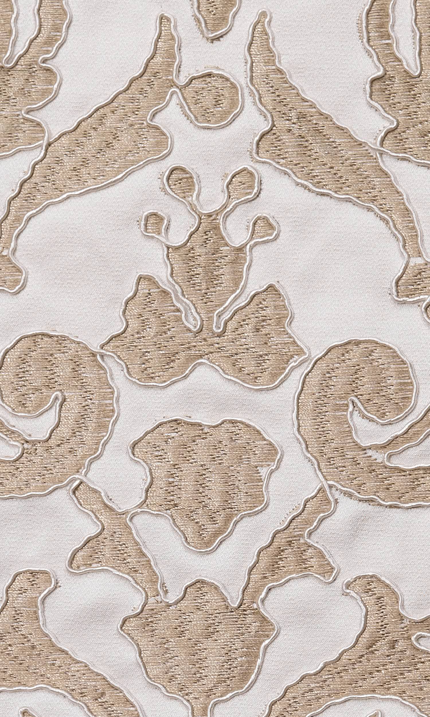 Damask Home Textile Fabric Material By the Metre (Golden/ White)