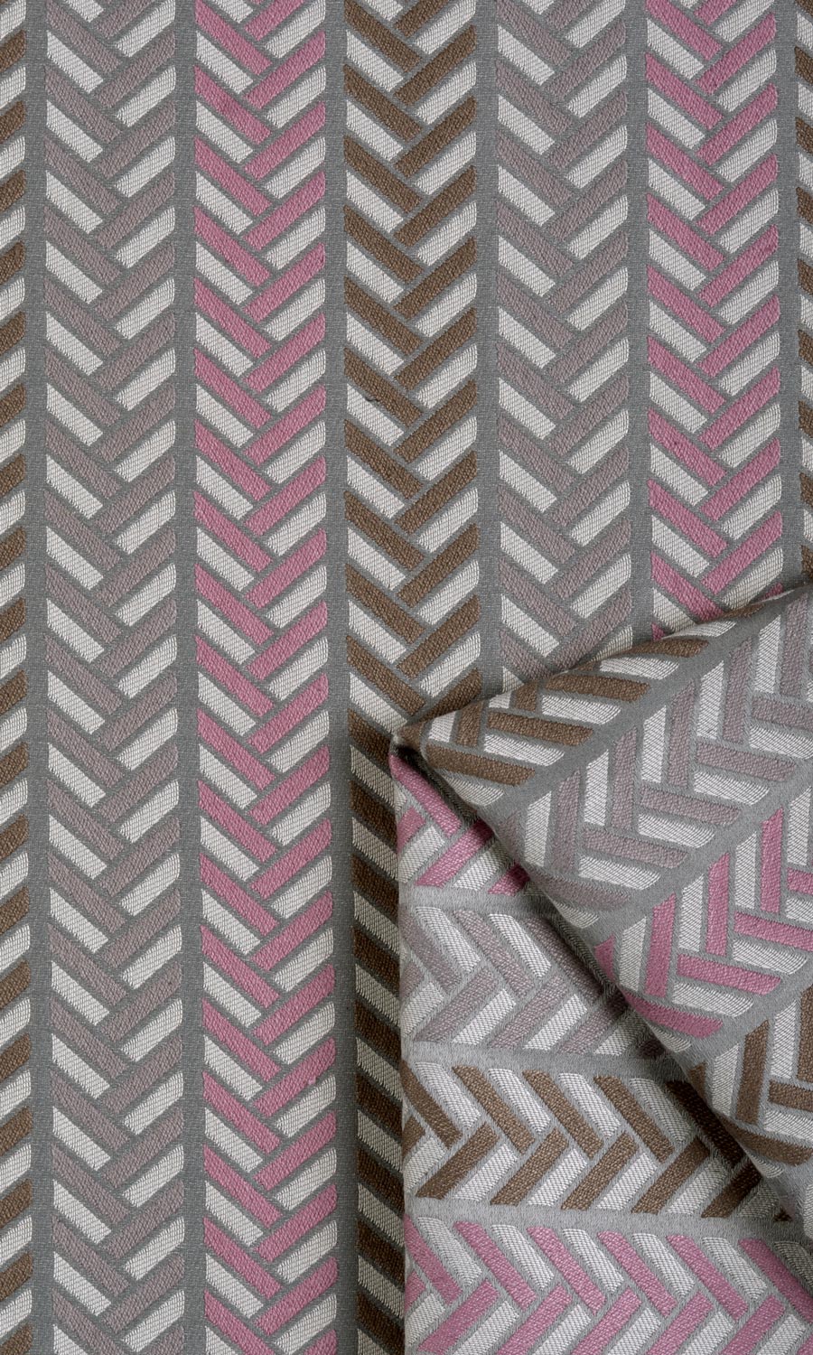Herringbone Home Textile Fabric Material By the Metre (Pink/ Grey/ Brown)