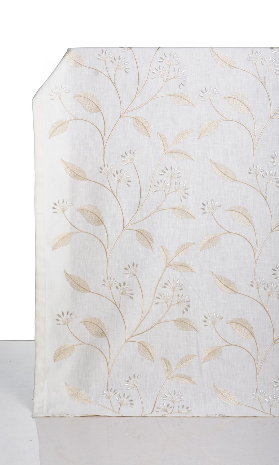 Floral Embroidery Window Treatments Fabric Sample (White/ Cream)